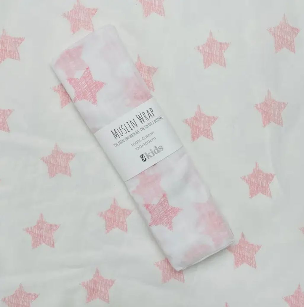 Muslin Wrap - Pink Star