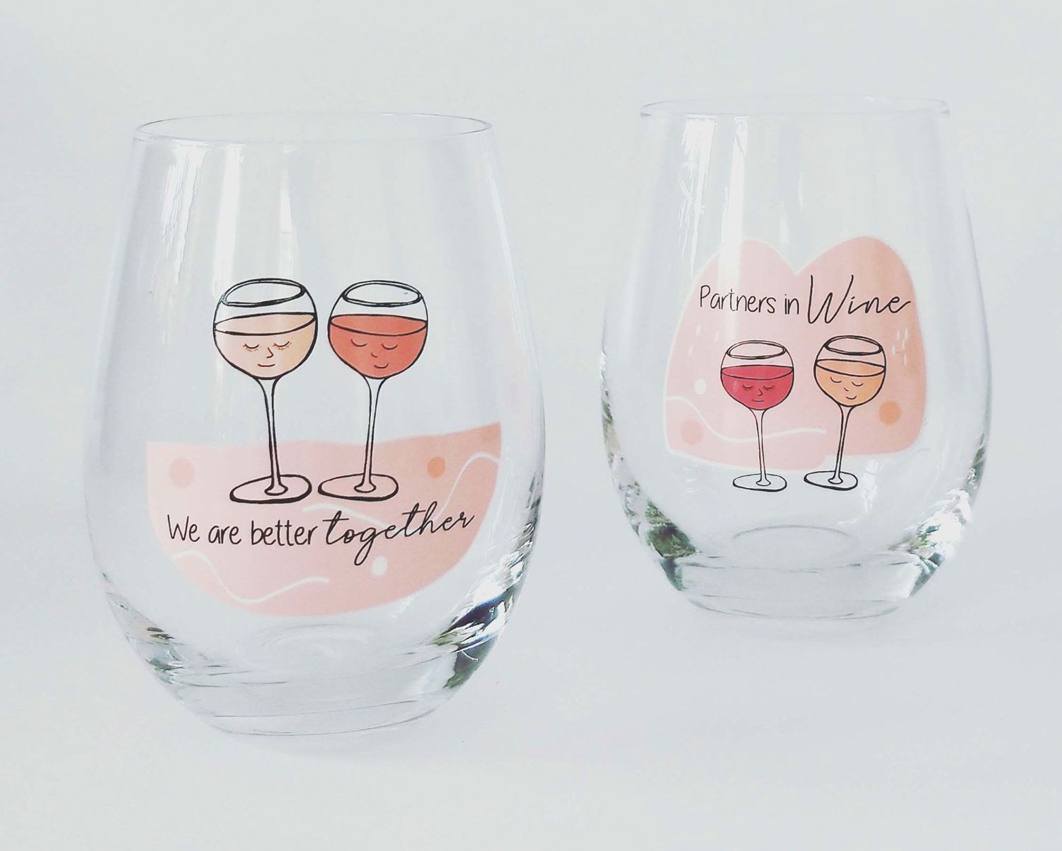 2x Glass Set - We Are Better Together Wine Glasses