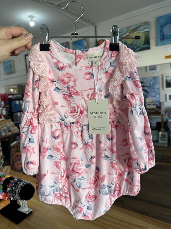 Rose Bow Lace Romper