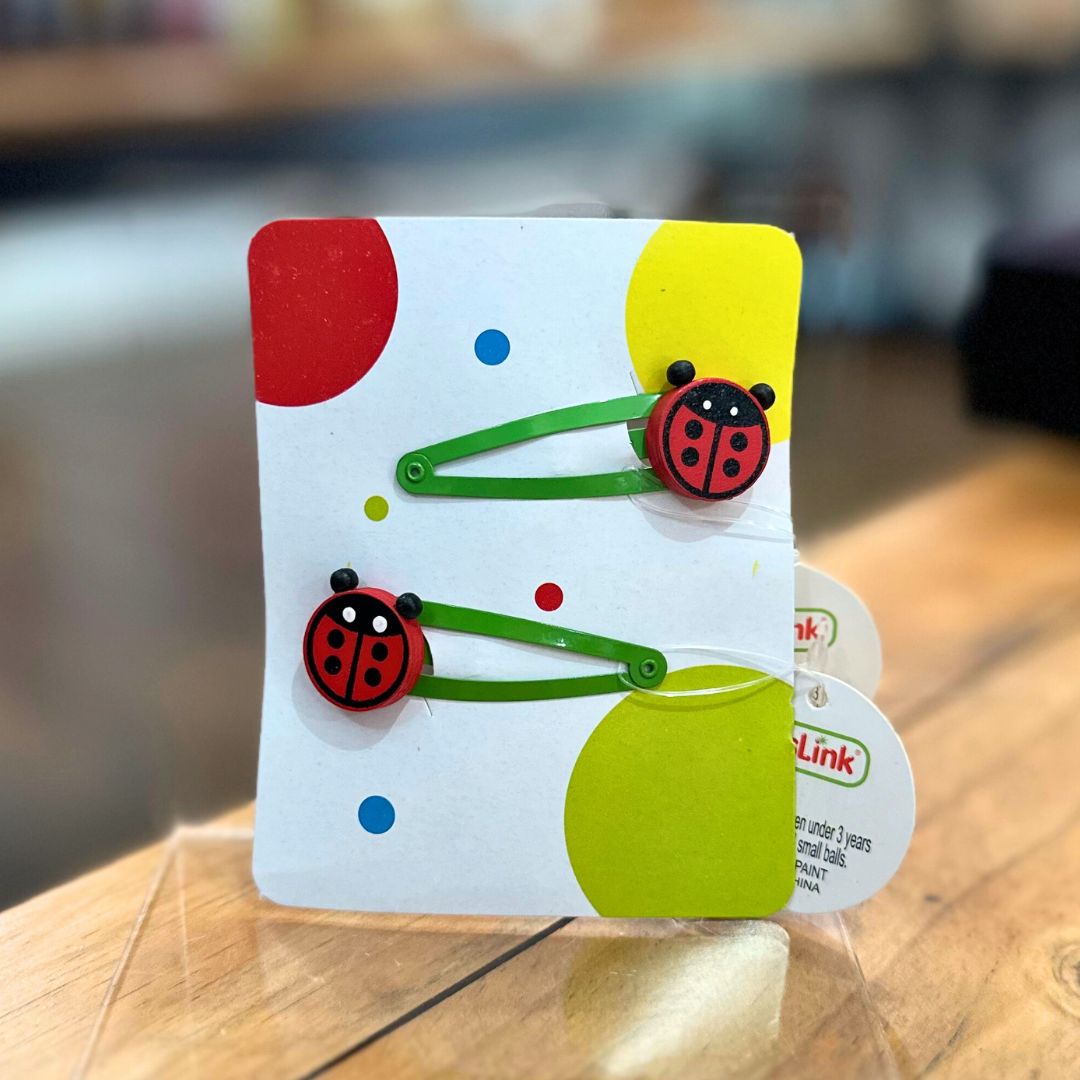 Wooden Hair Barrette, Type: Lady Beetle