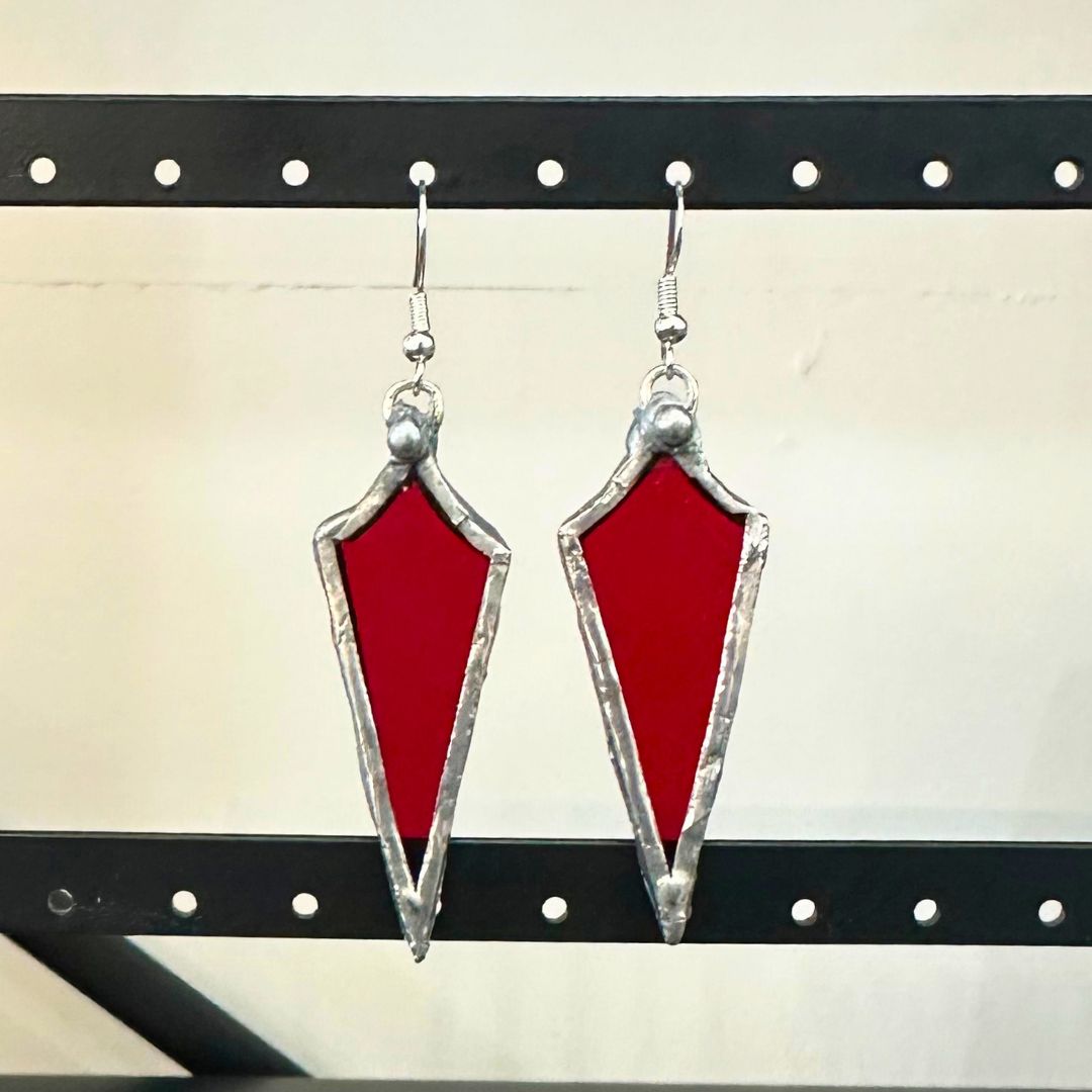 Red Spear Leadlight Earrings