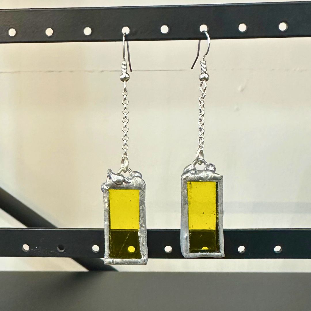 Yellow Chain Leadlight Earrings