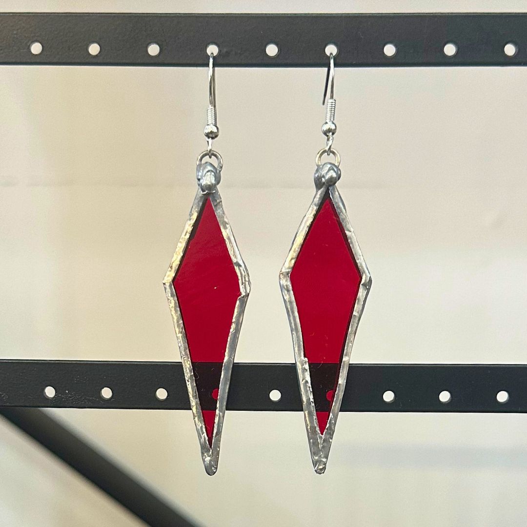 Red Diamond Leadlight Earrings