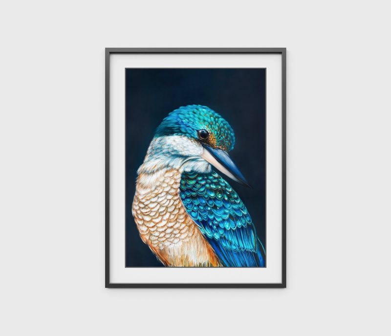 Kingsley the Sacred Kingfisher A4 Art Print