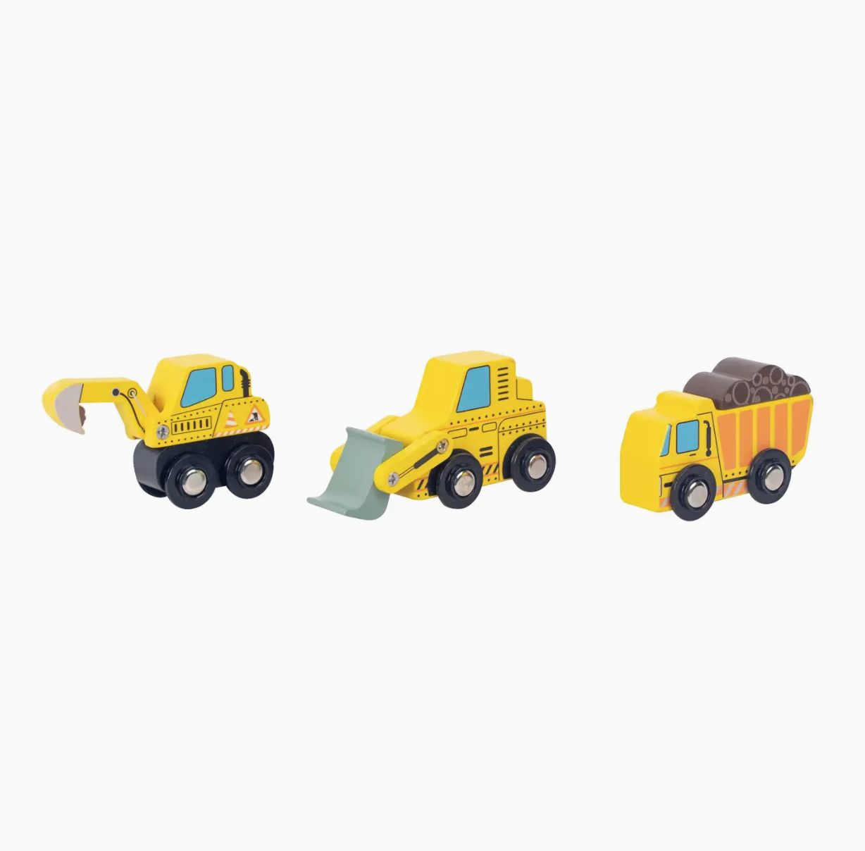 Wooden Wheelie Construction Truck Set