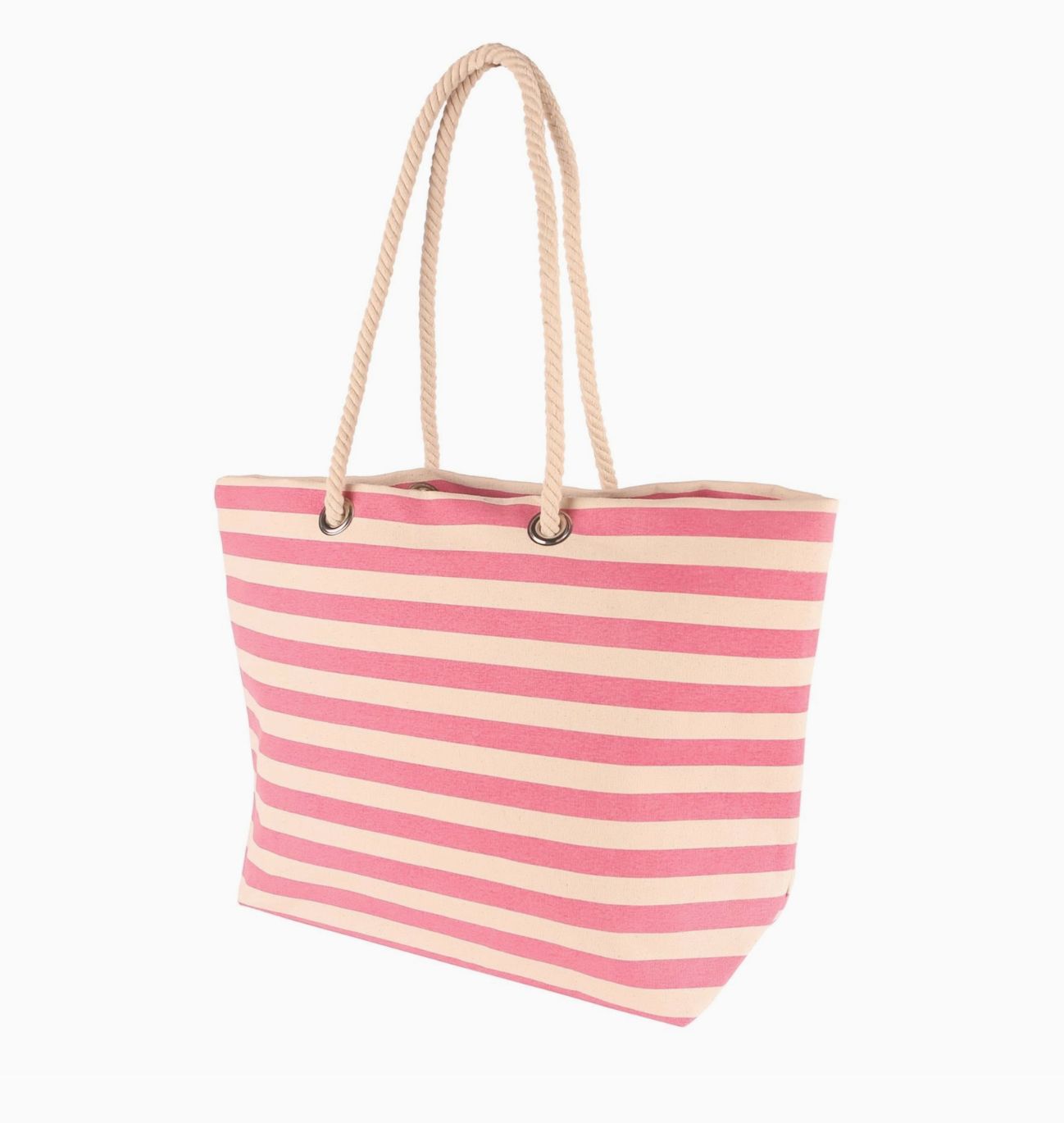 Striped Canvas Tote Bag - Bubblegum (pink)