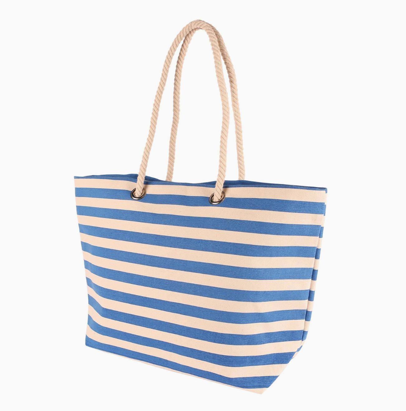 Striped Canvas Tote Bag - Deep Ocean (blue)