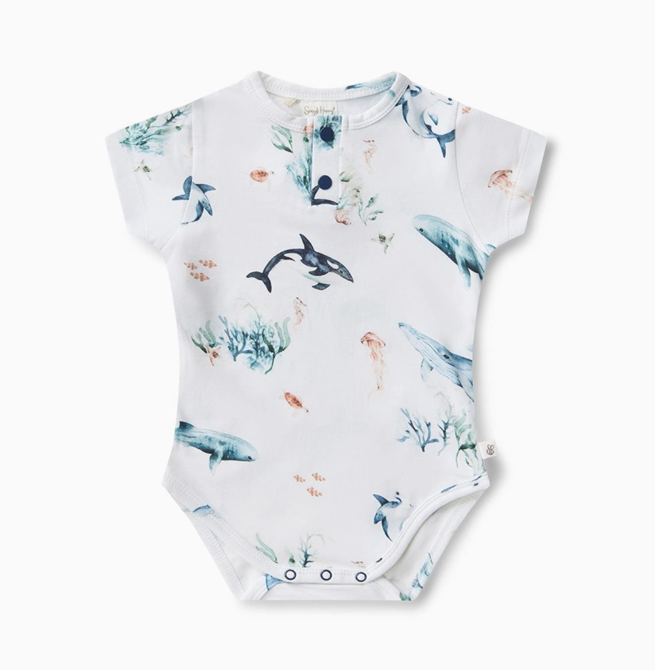 Ocean Short Sleeve Organic Bodysuit (white)