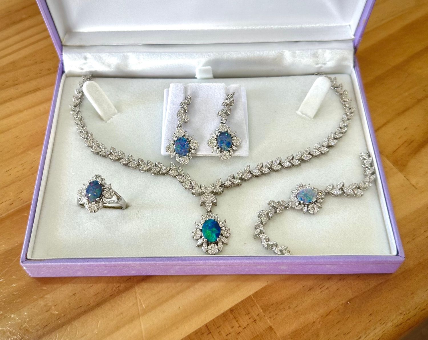 Opal &amp; Cubic Zirconia 4 Piece Set