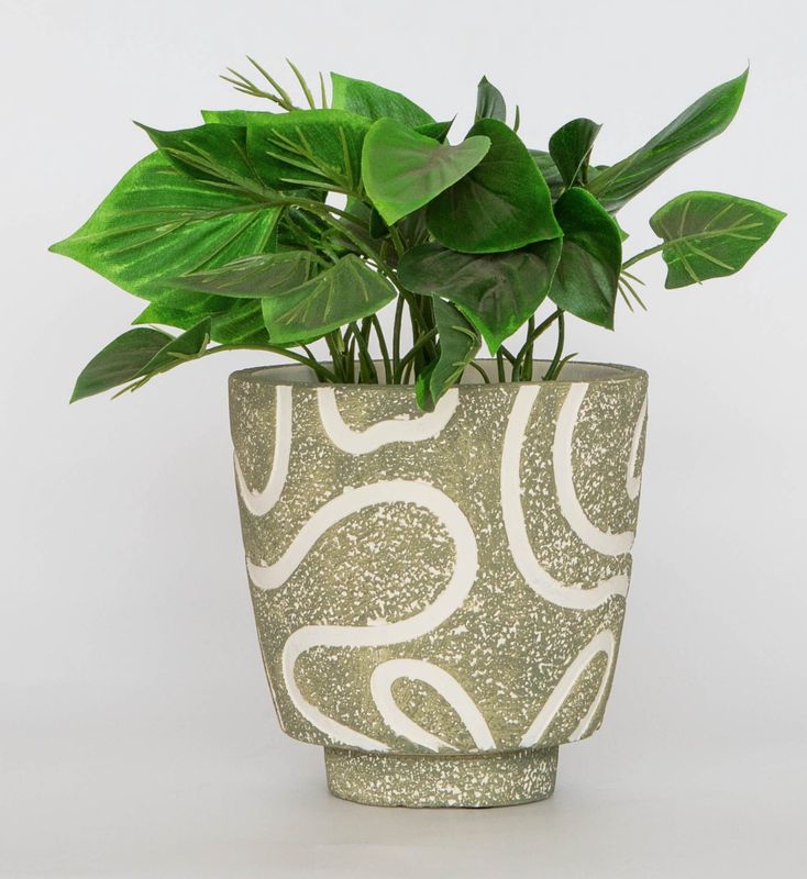 Charlie Curved Lines Planter (green)
