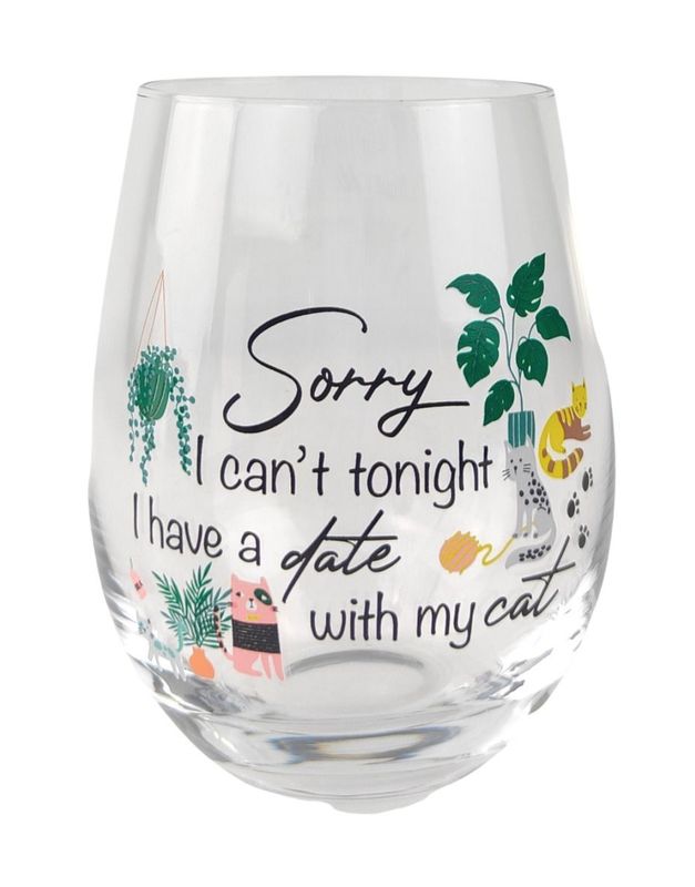 &#39;Sorry I Have a Date With My Cat&#39; - Glass