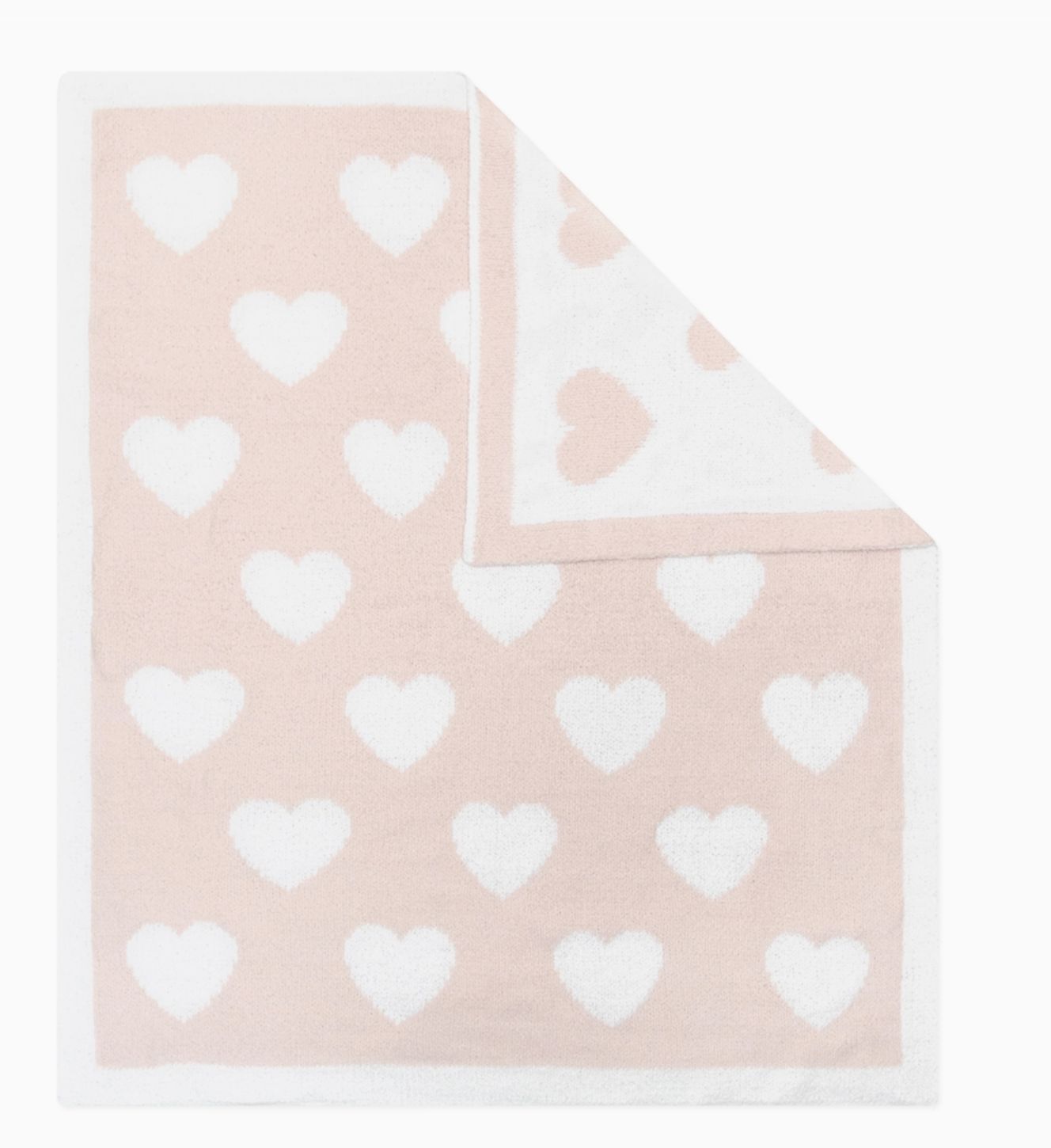 Chenille Blanket - Pink Hearts