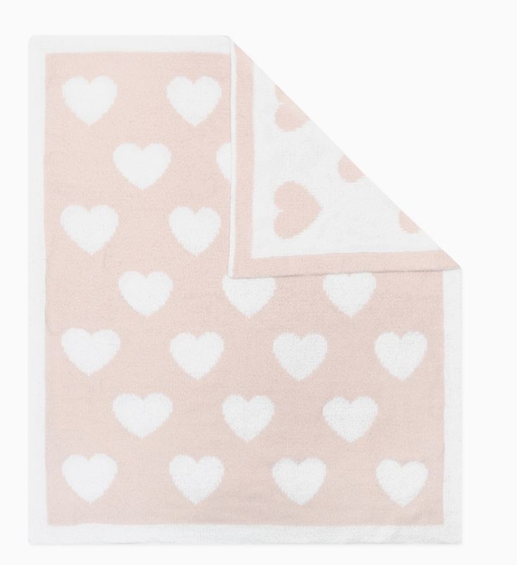 Chenille Blanket - Pink Hearts