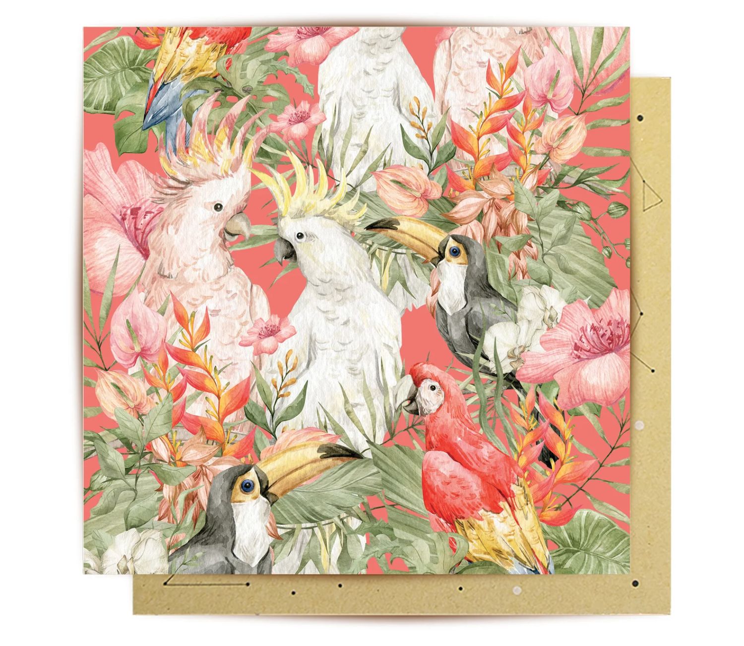 COCKATOO AND BIRDS - Greeting Card