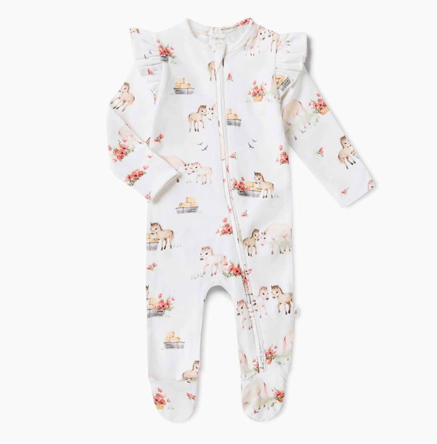 Pony Pals Organic Snuggle Sleepsuit Zip Footie with Frill