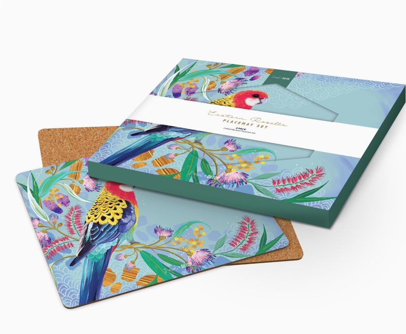 Eastern Rosella Placemat Set 4pc