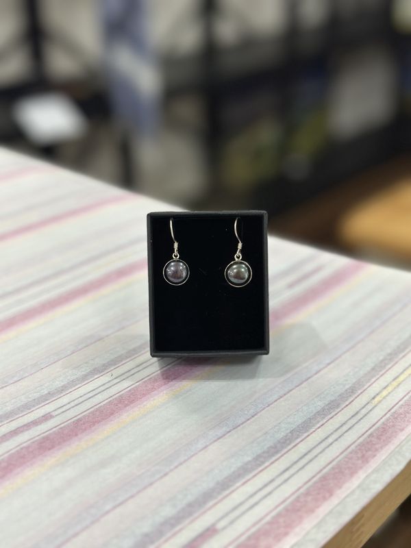 Blue/Black Pearl Drop Earrings