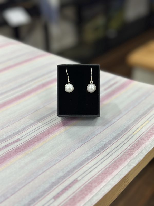 White Pearl Drop Earrings