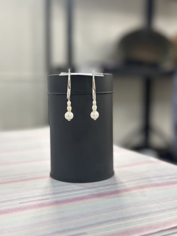 Beaded Pearl Hook Earrings