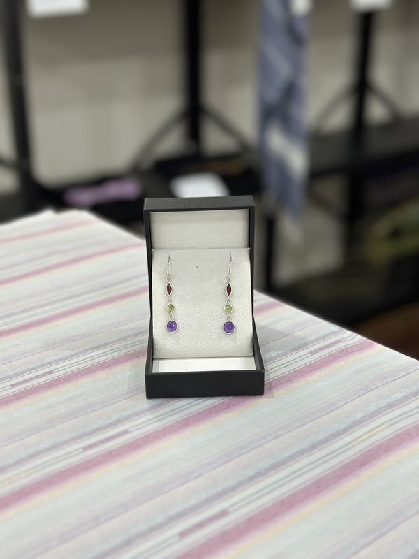 Mixed Gem Dangle Earrings