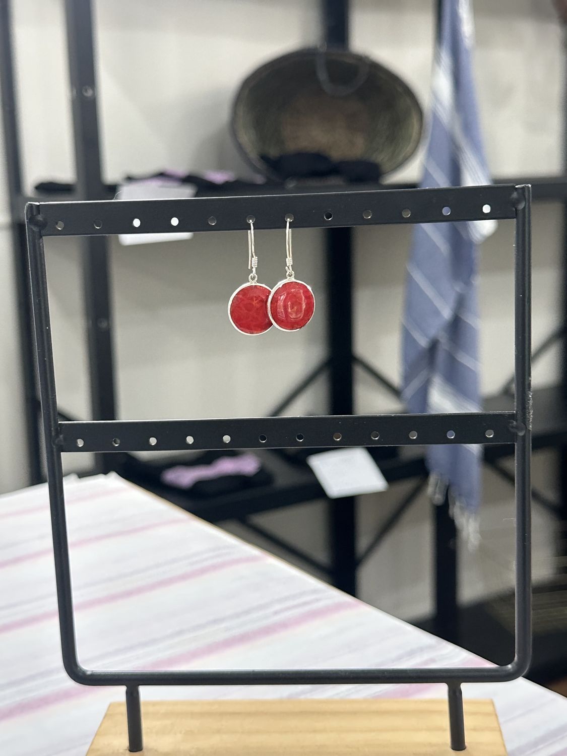 Red Sea Bamboo Round Earrings