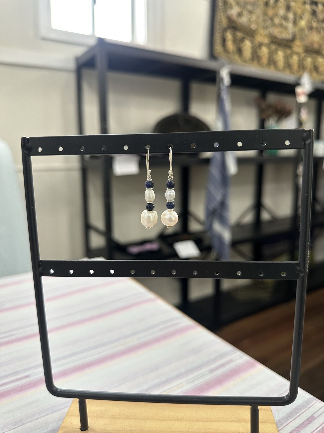 Blue Pearl beaded earrings