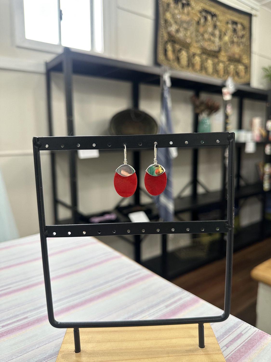 Red Sea Bamboo Oval Earrings