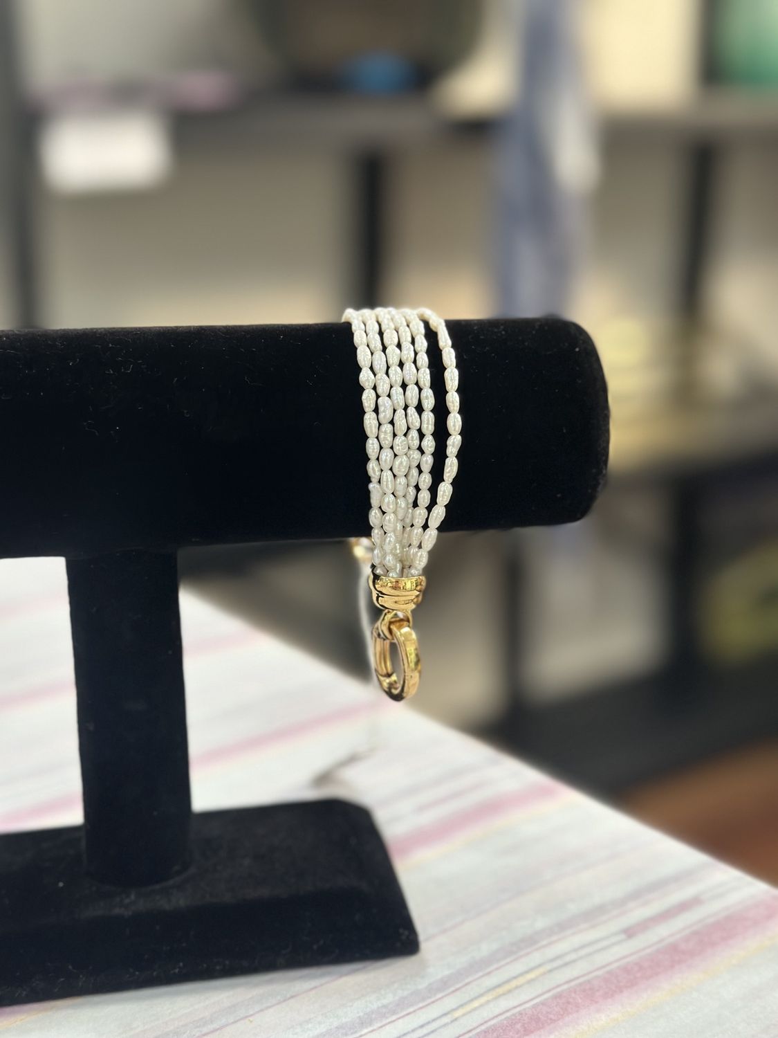 Plated Pearl Strand Bracelet