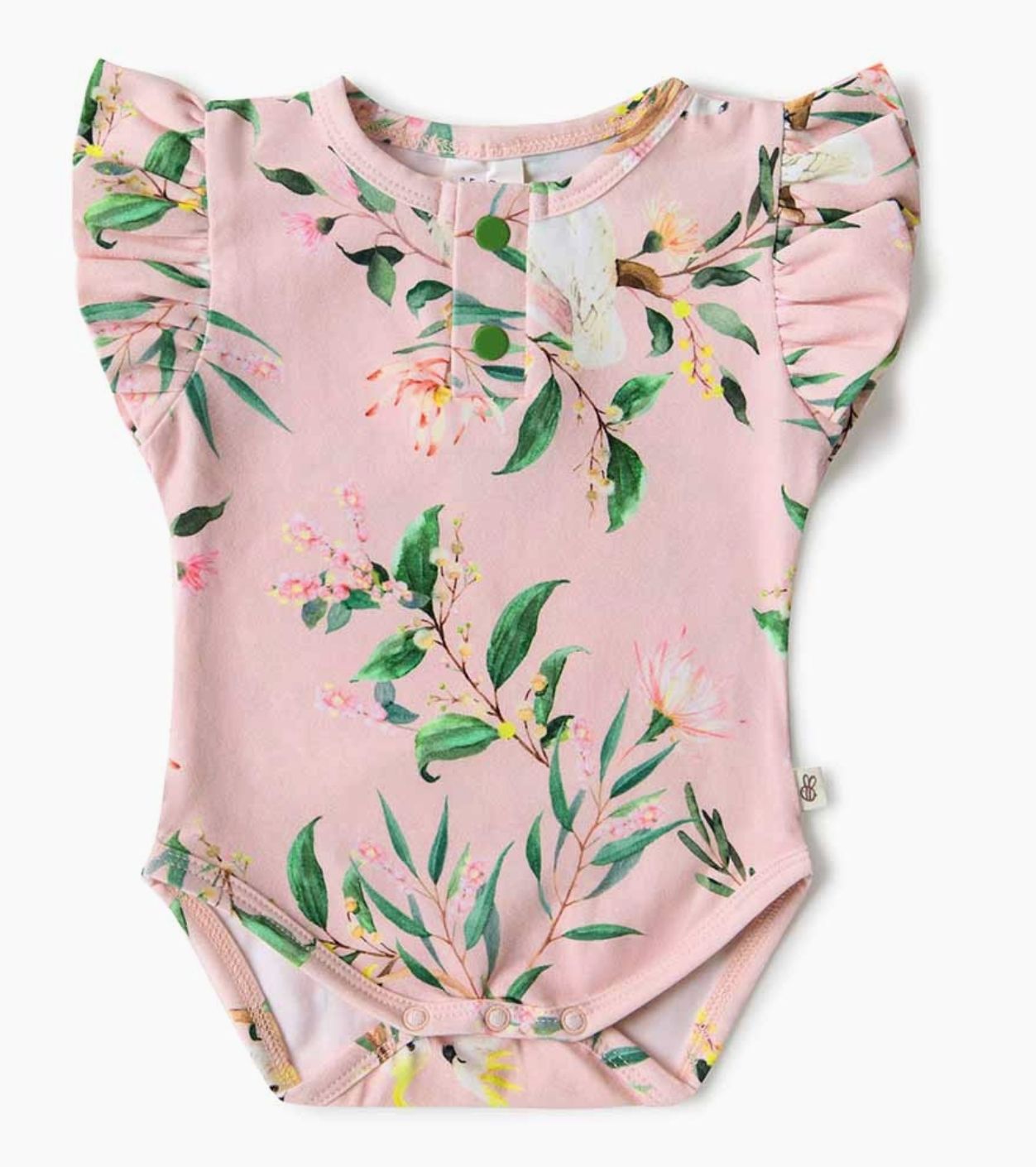 Cockatoo Short Sleeve Organic Bodysuit with Frill