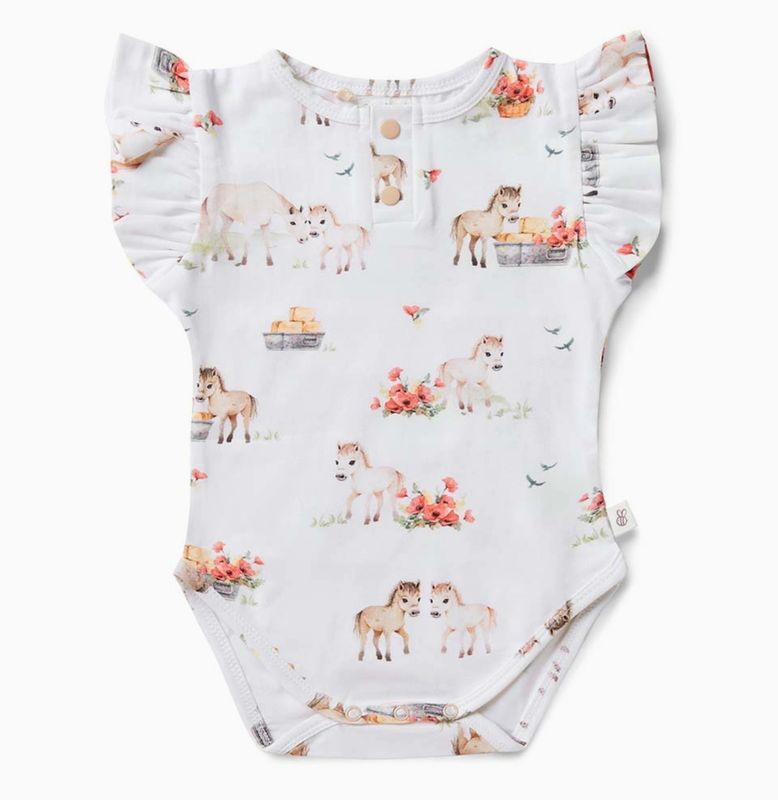 Pony Pals Short Sleeve Organic Bodysuit with Frill