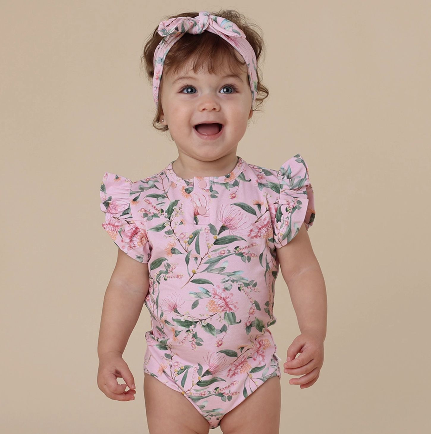 Pink Wattle Short Sleeve Organic Bodysuit
