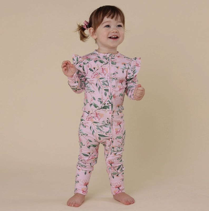 Pink Wattle Organic Snugglesuit Convertible Romper with Frill