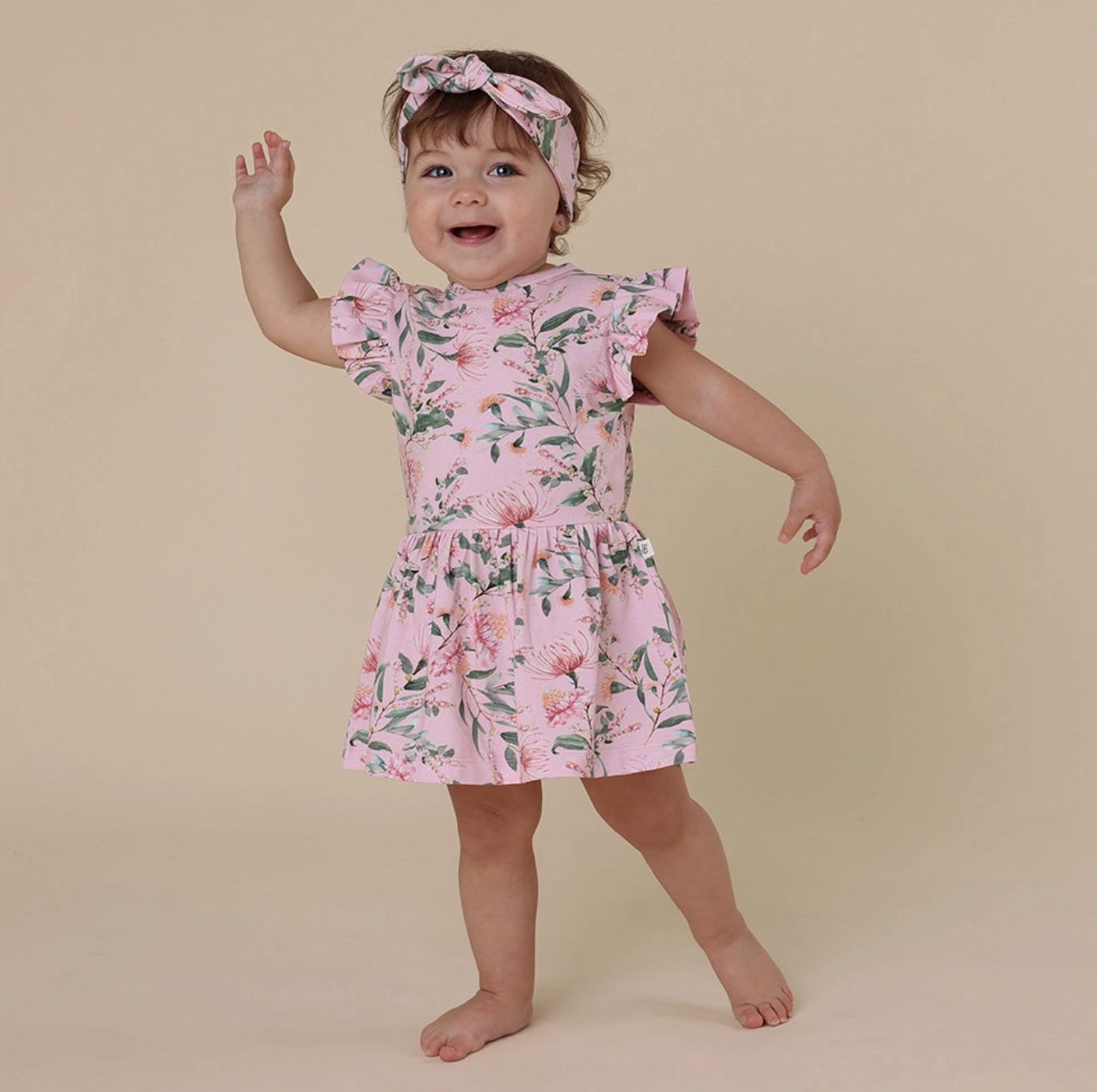 Pink Wattle Short Sleeve Organic Dress