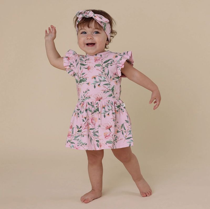 Pink Wattle Short Sleeve Organic Dress
