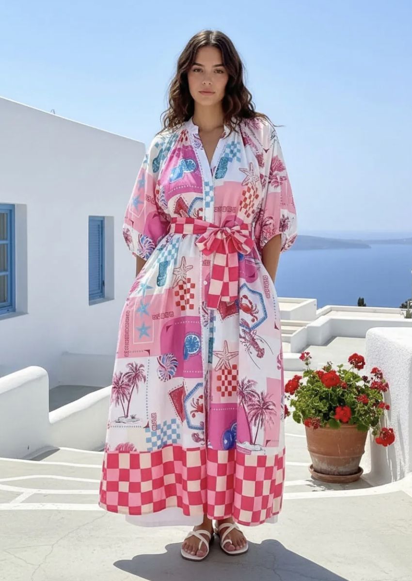 Tropical Shirt Dress MAGENTA