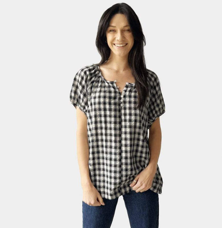 GINGHAM TOP - Black
