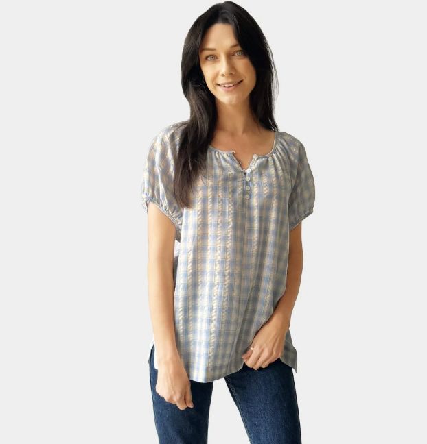 GINGHAM TOP - Blue