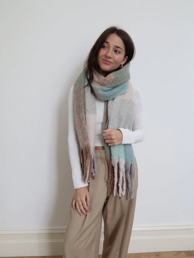 Warm Winter Scarf, Colour: Mint/Camel