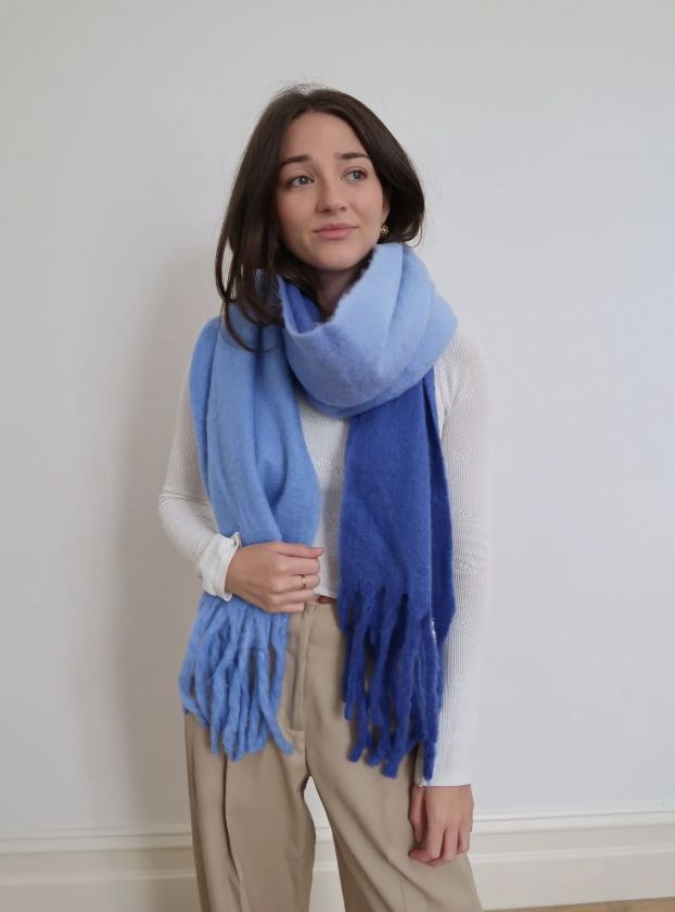 Blanket Scarf 2 Tones, Colour: Blue