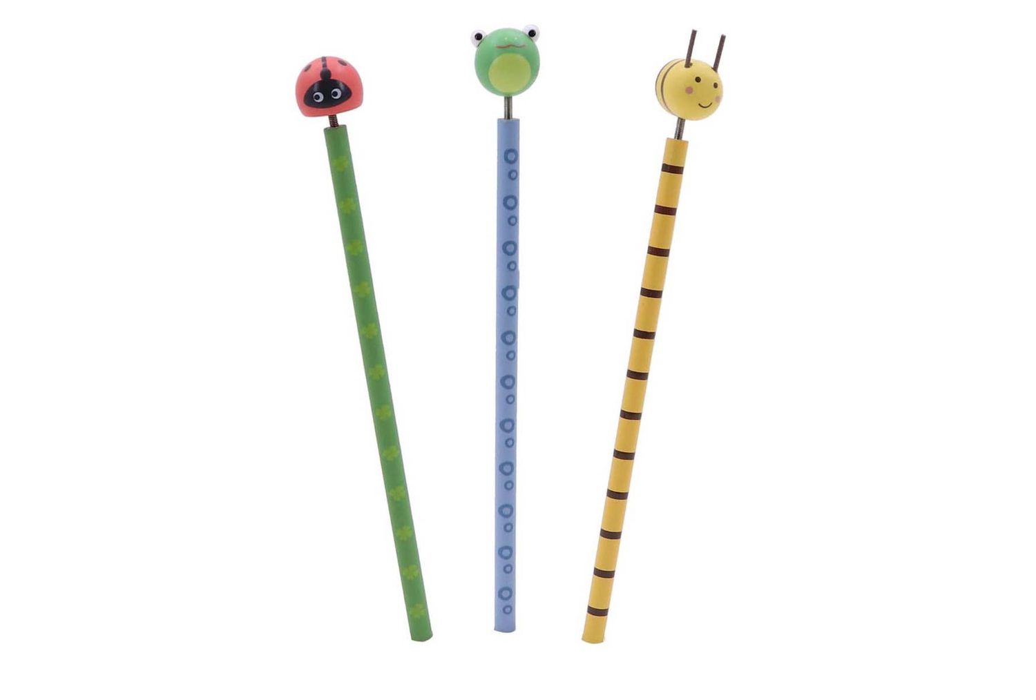 Toyslink Wooden Pencils-Bee, Frog and Ladybug