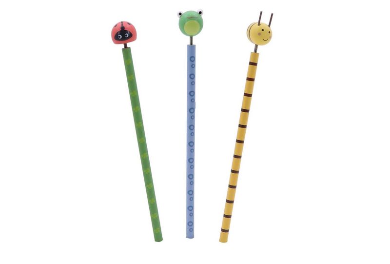 Toyslink Wooden Pencils-Bee, Frog and Ladybug