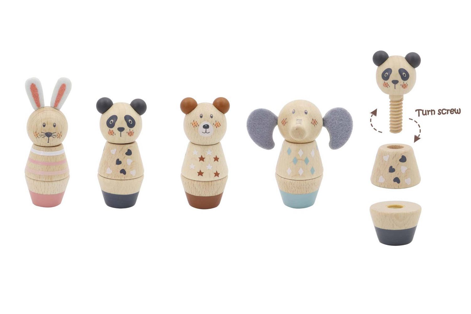 Toyslink Wooden Screw &amp; Match Animals