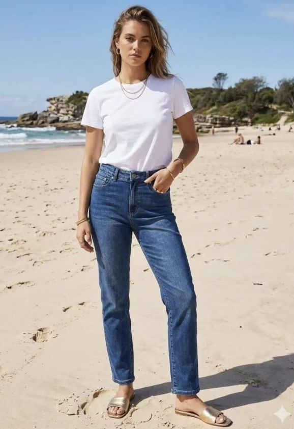 STRAIGHT LEG JEAN - Blue