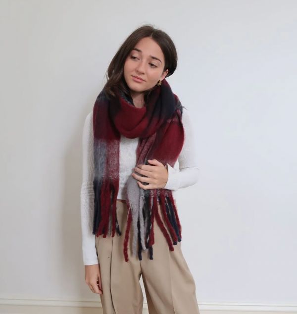 Thick Blanket Scarf, Colour: Wine