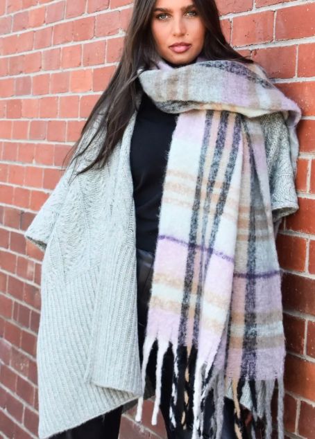 Thick Blanket Scarf Print, Colour: Pink
