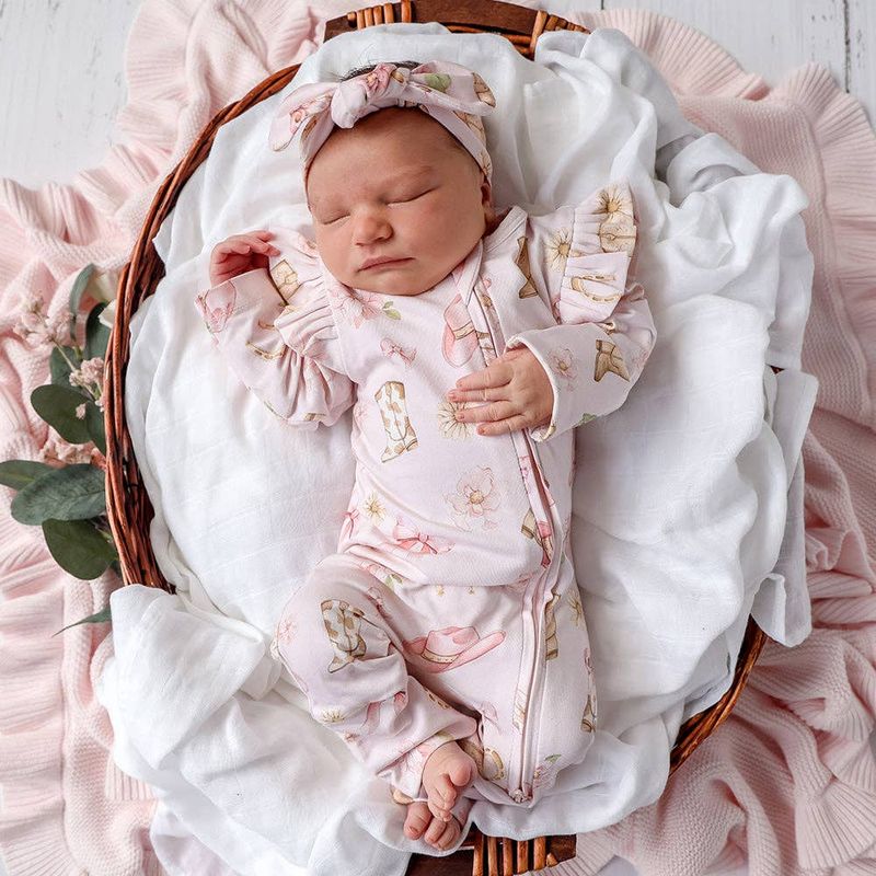 Boots &amp; Bows Organic Snugglesuit Convertible Romper with Frill