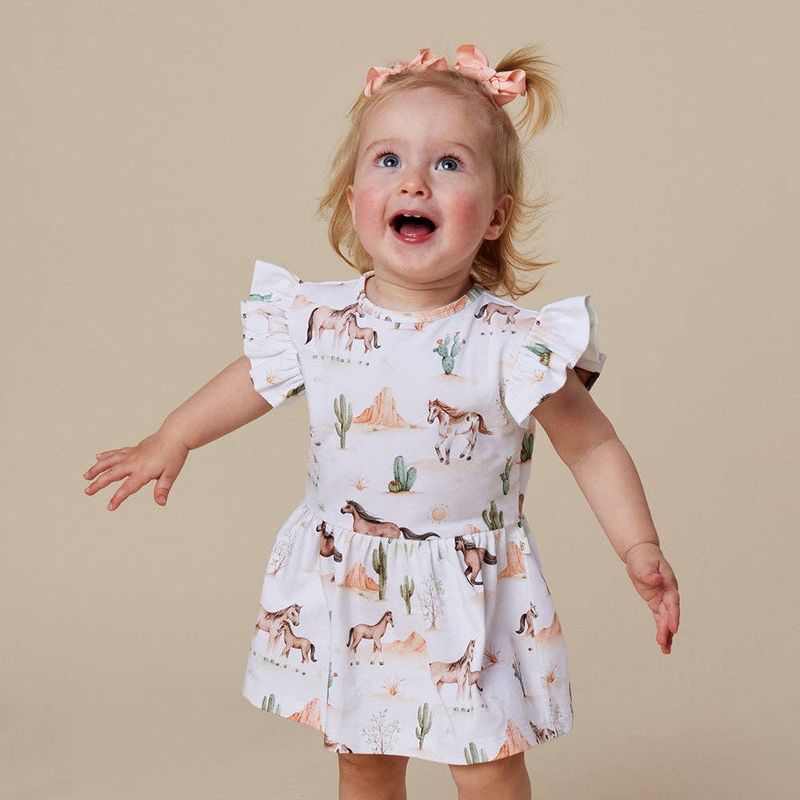 Wild Horses Short Sleeve Organic Dress