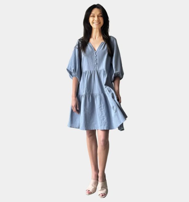 SIDE POCKET DRESS - Blue