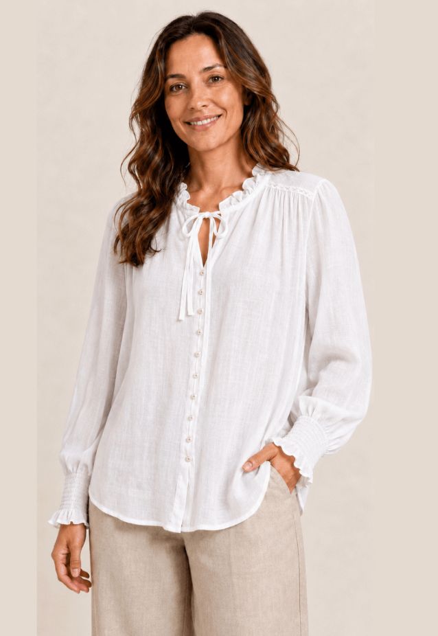 White Ruffle Blouse