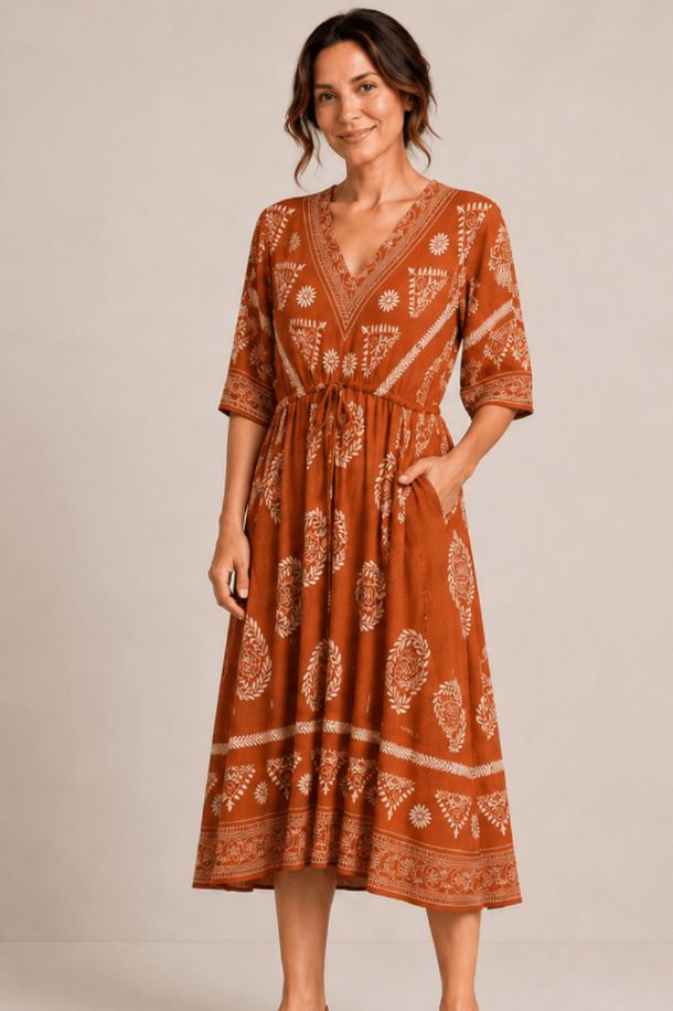 TERRACOTTA MIDI DRESS
